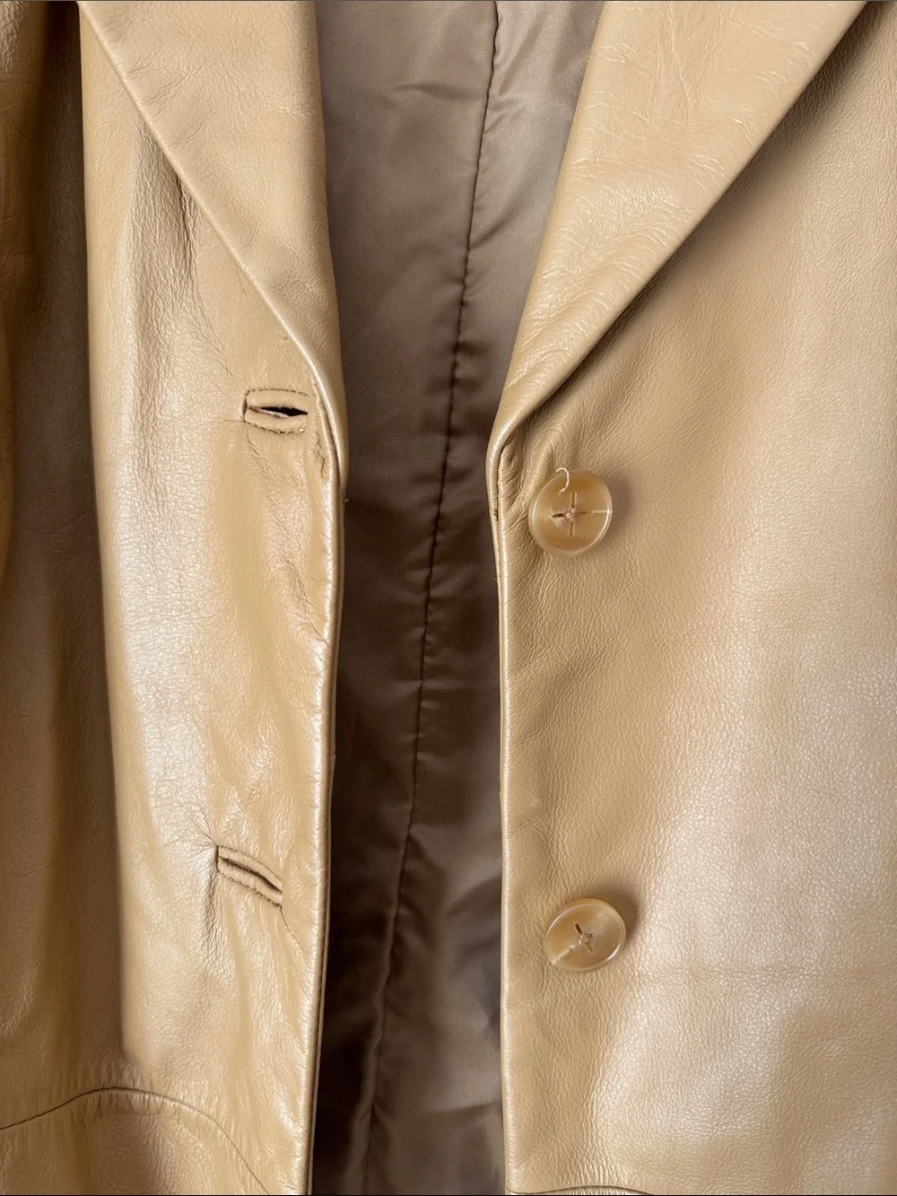 Colebrook Vintage Women's Tan Leather Single-Breasted Long Coat XL